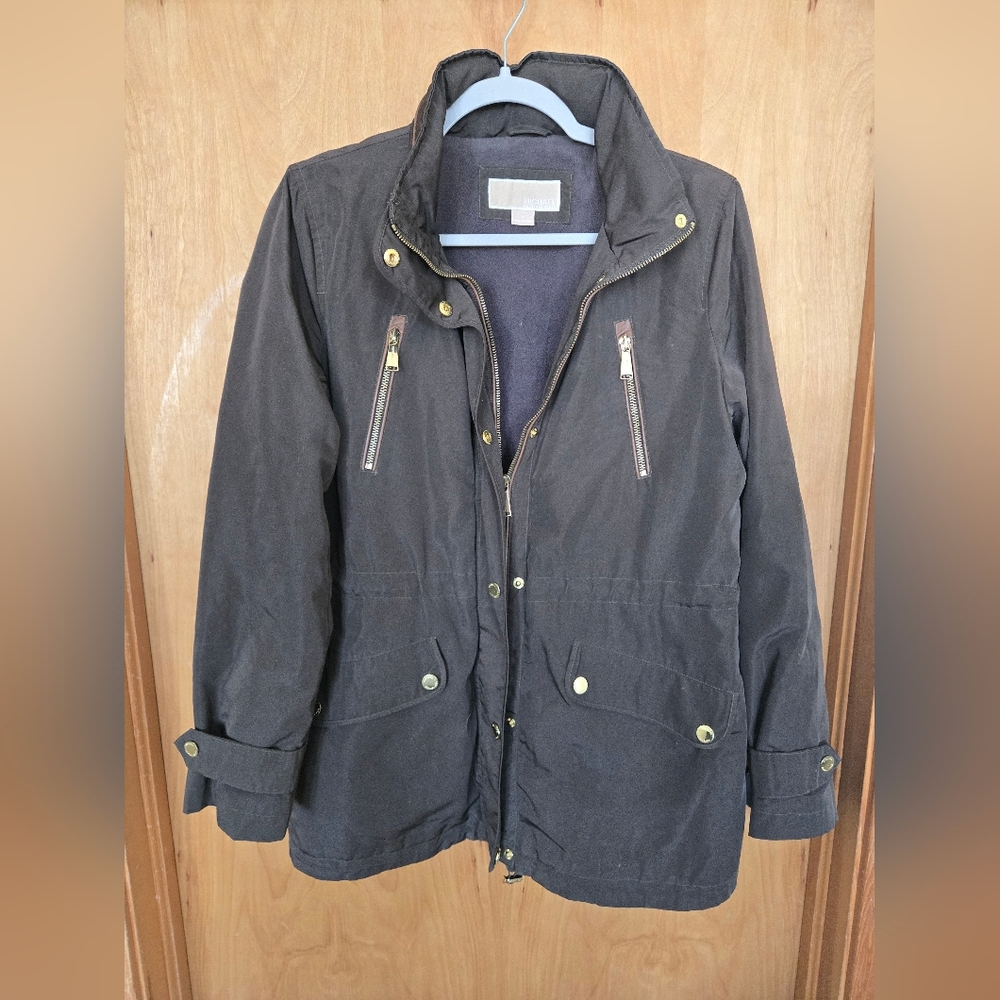 Michael Kors Army Green Utility Jacket with Gold Hardware